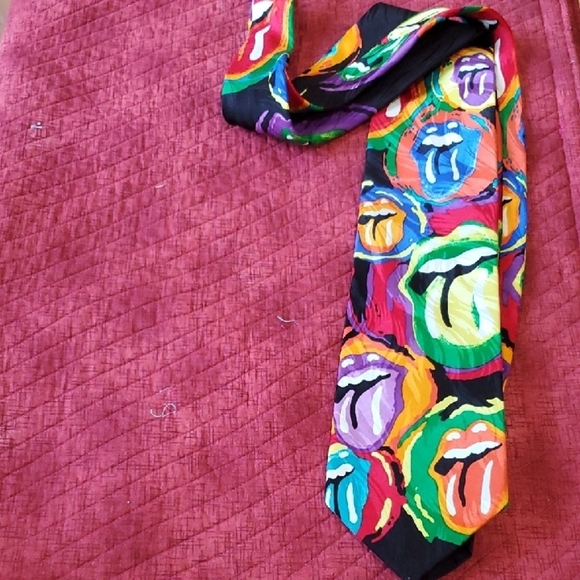 PAINTED TONGUES "Rare" Rolling STONES SILK TIE VINTAGE 1994 - Picture 5 of 8